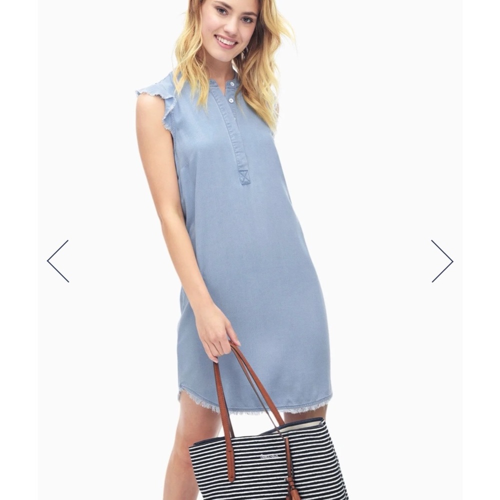 Splendid Chambray Crosshatch Henley Dress Medium